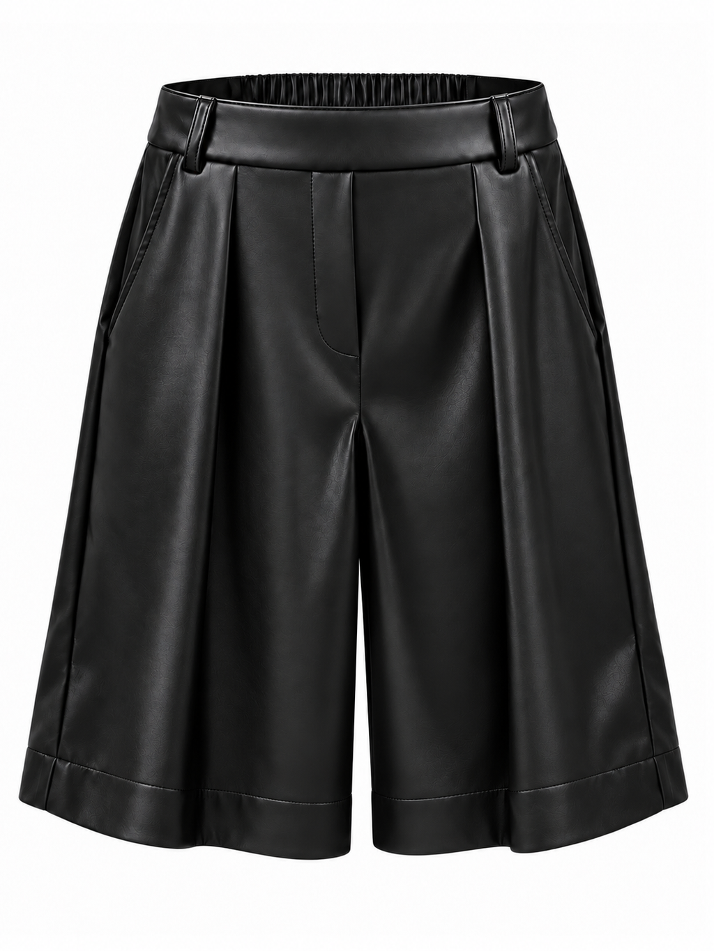 Bermuda Carol PU Zwart Broek - Est Voilà