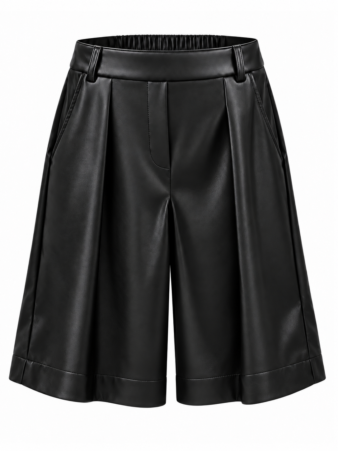 Bermuda Carol PU Zwart Broek - Est Voilà